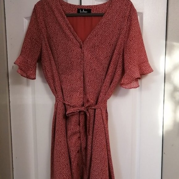 Lulus XL Red Chiffon Mini Dress - Picture 1 of 5